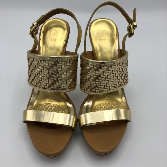 Coach Gold Metallic Steffi Platform Sandals - Picture 2 of 8